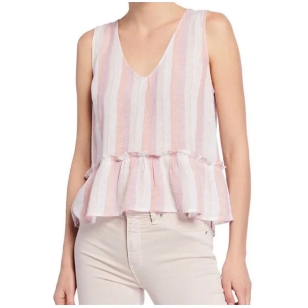 Pink and White Striped Women's Top